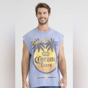 Corona Mens Graphic Muscle Tank Shirt Size Large Beach Beer Casual